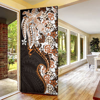 Monstera Plumeria Flowers Orange Door Cover Polynesian Pattern LT01 - Polynesian Pride