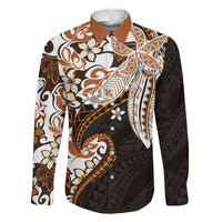 Monstera Plumeria Flowers Orange Family Matching Off Shoulder Maxi Dress and Hawaiian Shirt Polynesian Pattern