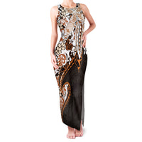 Monstera Plumeria Flowers Orange Family Matching Tank Maxi Dress and Hawaiian Shirt Polynesian Pattern