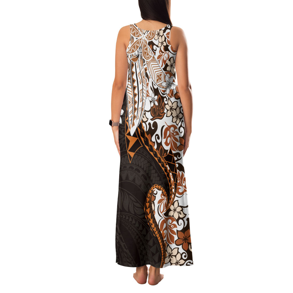 Monstera Plumeria Flowers Orange Family Matching Tank Maxi Dress and Hawaiian Shirt Polynesian Pattern