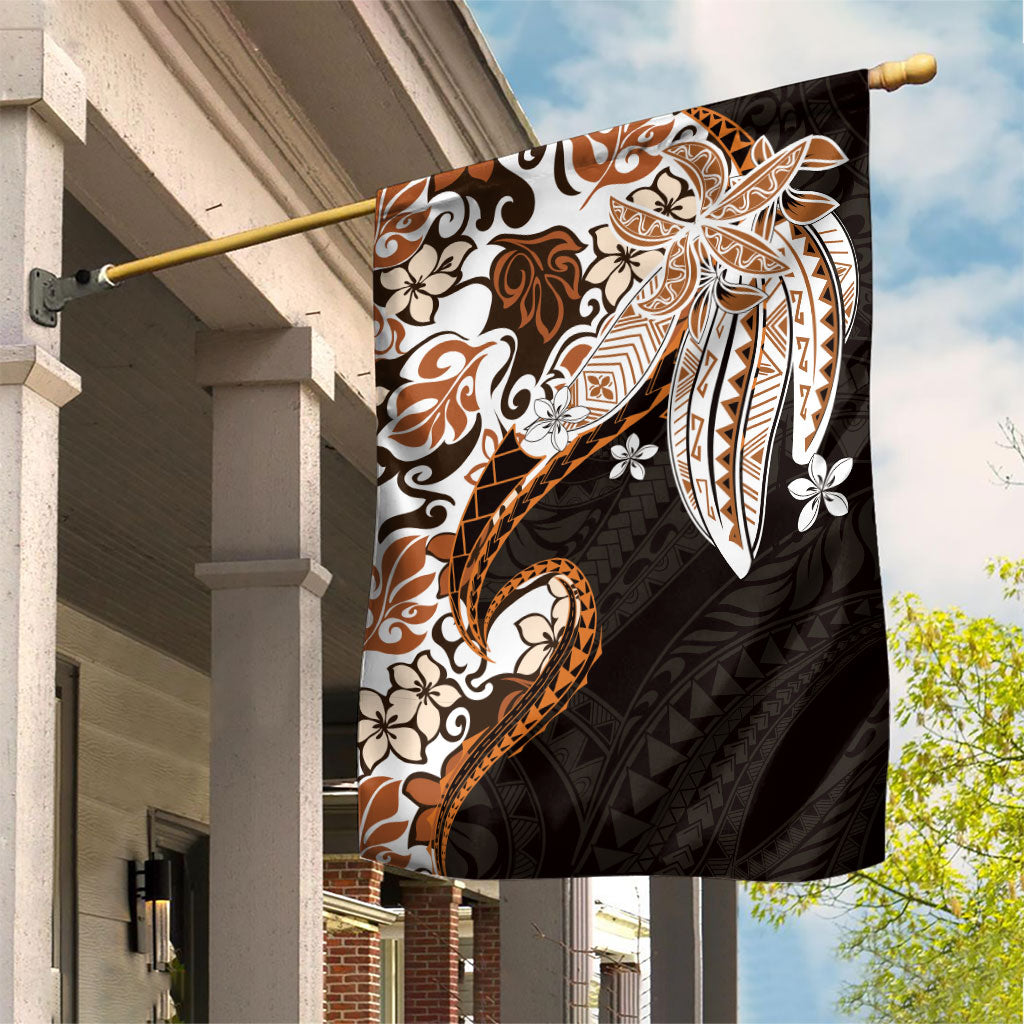 Monstera Plumeria Flowers Orange Garden Flag Polynesian Pattern LT01 House Flag Orange - Polynesian Pride