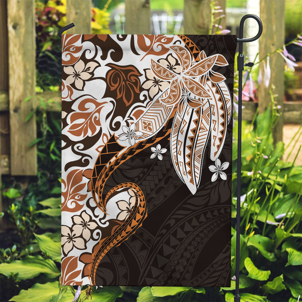 Monstera Plumeria Flowers Orange Garden Flag Polynesian Pattern LT01 Garden Flag Orange - Polynesian Pride