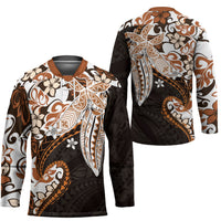 Monstera Plumeria Flowers Orange Hockey Jersey Polynesian Pattern LT01 - Polynesian Pride