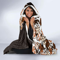 Monstera Plumeria Flowers Orange Hooded Blanket Polynesian Pattern