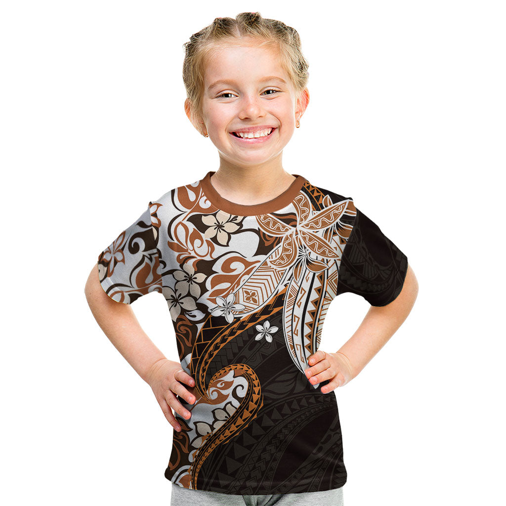Monstera Plumeria Flowers Orange Kid T Shirt Polynesian Pattern LT01 Orange - Polynesian Pride
