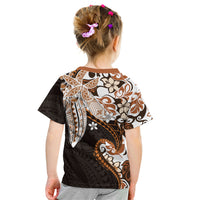 Monstera Plumeria Flowers Orange Kid T Shirt Polynesian Pattern LT01 - Polynesian Pride