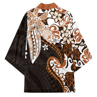 Monstera Plumeria Flowers Orange Kimono Polynesian Pattern