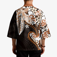 Monstera Plumeria Flowers Orange Kimono Polynesian Pattern