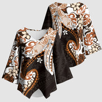 Monstera Plumeria Flowers Orange Kimono Sleeve Blouse Polynesian Pattern LT01 - Polynesian Pride