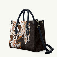 Monstera Plumeria Flowers Orange Leather Bag Polynesian Pattern LT01 Orange - Polynesian Pride