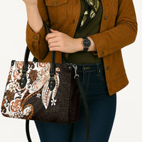 Monstera Plumeria Flowers Orange Leather Bag Polynesian Pattern LT01 - Polynesian Pride