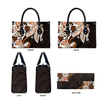 Monstera Plumeria Flowers Orange Leather Bag Polynesian Pattern LT01 - Polynesian Pride