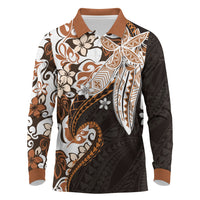 Monstera Plumeria Flowers Orange Long Sleeve Polo Shirt Polynesian Pattern LT01 Orange - Polynesian Pride