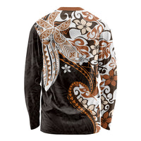Monstera Plumeria Flowers Orange Long Sleeve Shirt Polynesian Pattern LT01 - Polynesian Pride