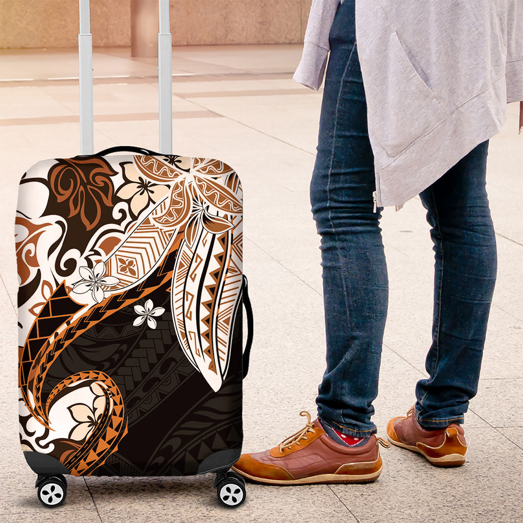 Monstera Plumeria Flowers Orange Luggage Cover Polynesian Pattern LT01 Orange - Polynesian Pride