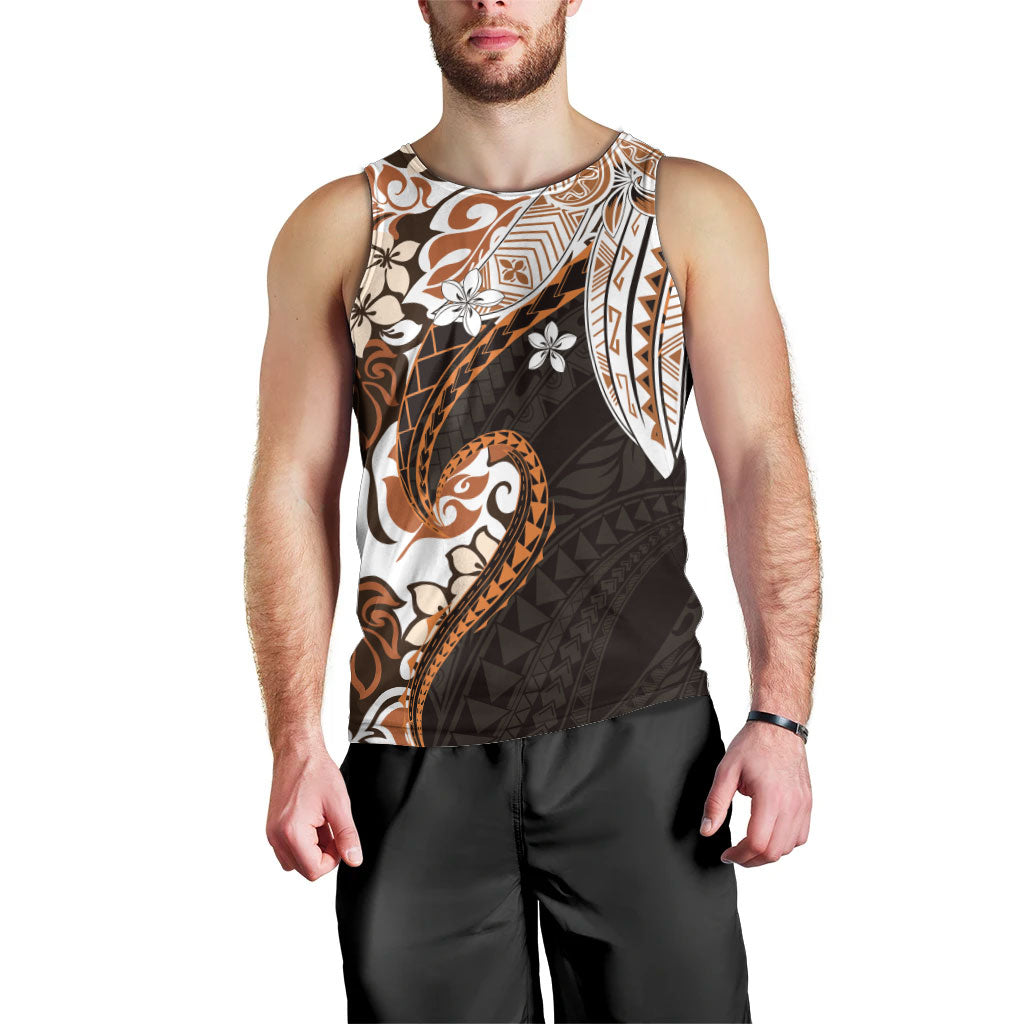 Monstera Plumeria Flowers Orange Men Tank Top Polynesian Pattern LT01 - Polynesian Pride