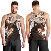 Monstera Plumeria Flowers Orange Men Tank Top Polynesian Pattern LT01 - Polynesian Pride
