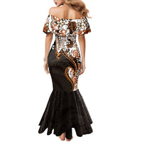 Monstera Plumeria Flowers Orange Mermaid Dress Polynesian Pattern LT01 - Polynesian Pride