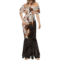 Monstera Plumeria Flowers Orange Mermaid Dress Polynesian Pattern LT01 - Polynesian Pride