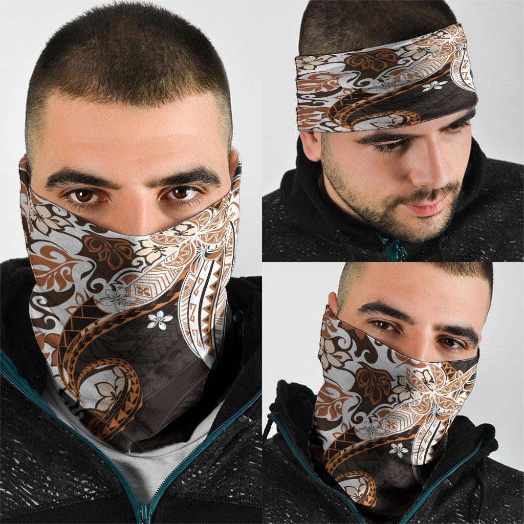 Monstera Plumeria Flowers Orange Neck Gaiter Polynesian Pattern LT01 - Polynesian Pride