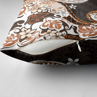 Monstera Plumeria Flowers Orange Pillow Cover Polynesian Pattern