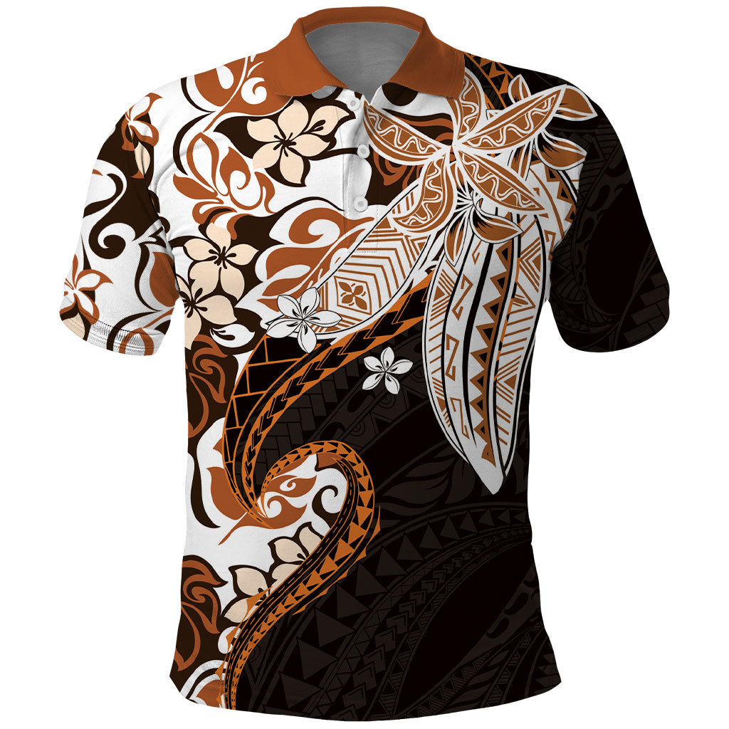 Monstera Plumeria Flowers Orange Polo Shirt Polynesian Pattern LT01 Orange - Polynesian Pride