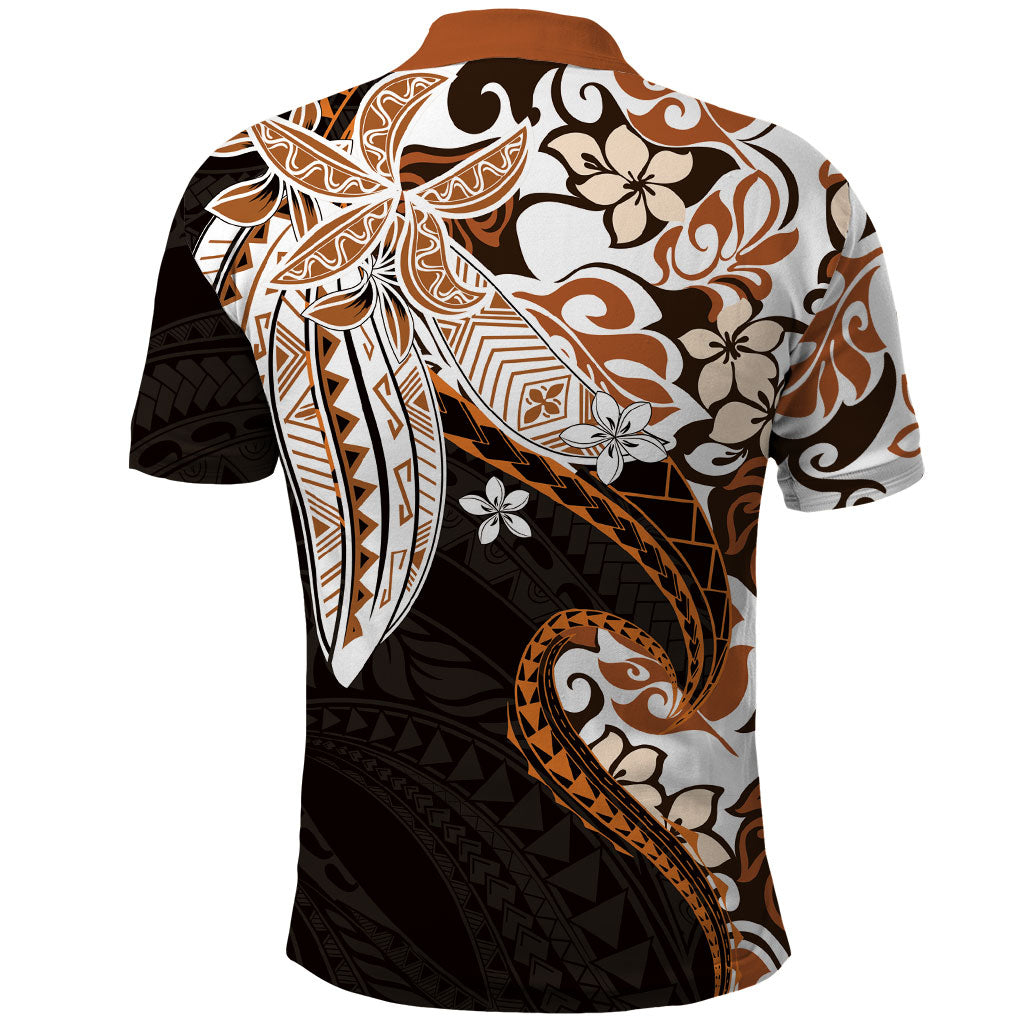 Monstera Plumeria Flowers Orange Polo Shirt Polynesian Pattern LT01 - Polynesian Pride