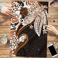 Monstera Plumeria Flowers Orange Puzzle Polynesian Pattern LT01 Orange - Polynesian Pride
