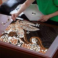 Monstera Plumeria Flowers Orange Puzzle Polynesian Pattern LT01 - Polynesian Pride
