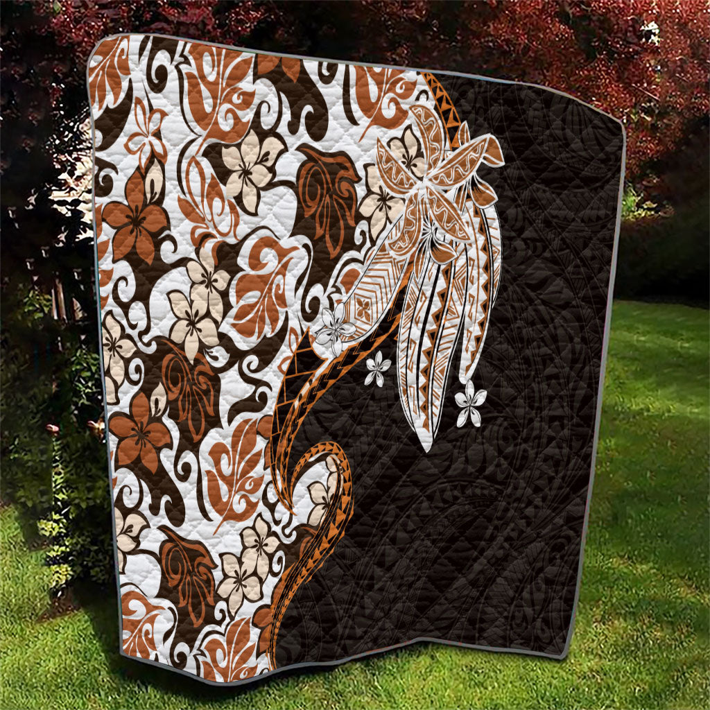 Monstera Plumeria Flowers Orange Quilt Polynesian Pattern LT01 - Polynesian Pride