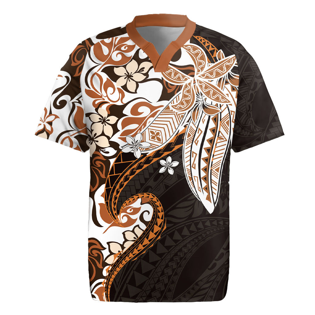Monstera Plumeria Flowers Orange Rugby Jersey Polynesian Pattern LT01 Orange - Polynesian Pride