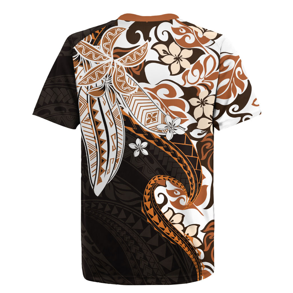 Monstera Plumeria Flowers Orange Rugby Jersey Polynesian Pattern LT01 - Polynesian Pride