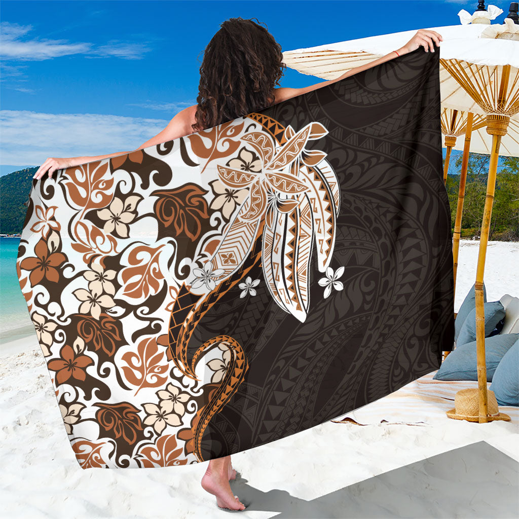Monstera Plumeria Flowers Orange Sarong Polynesian Pattern LT01 One Size 44 x 66 inches Orange - Polynesian Pride