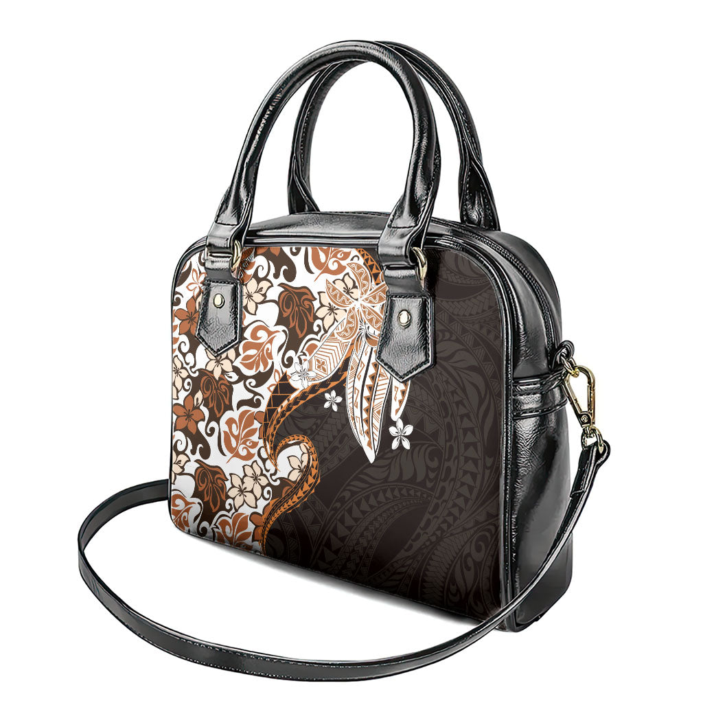 Monstera Plumeria Flowers Orange Shoulder Handbag Polynesian Pattern LT01 - Polynesian Pride