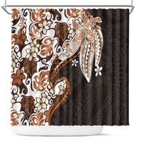 Monstera Plumeria Flowers Orange Shower Curtain Polynesian Pattern