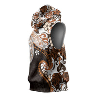 Monstera Plumeria Flowers Orange Sleeveless Hoodie Polynesian Pattern LT01 - Polynesian Pride