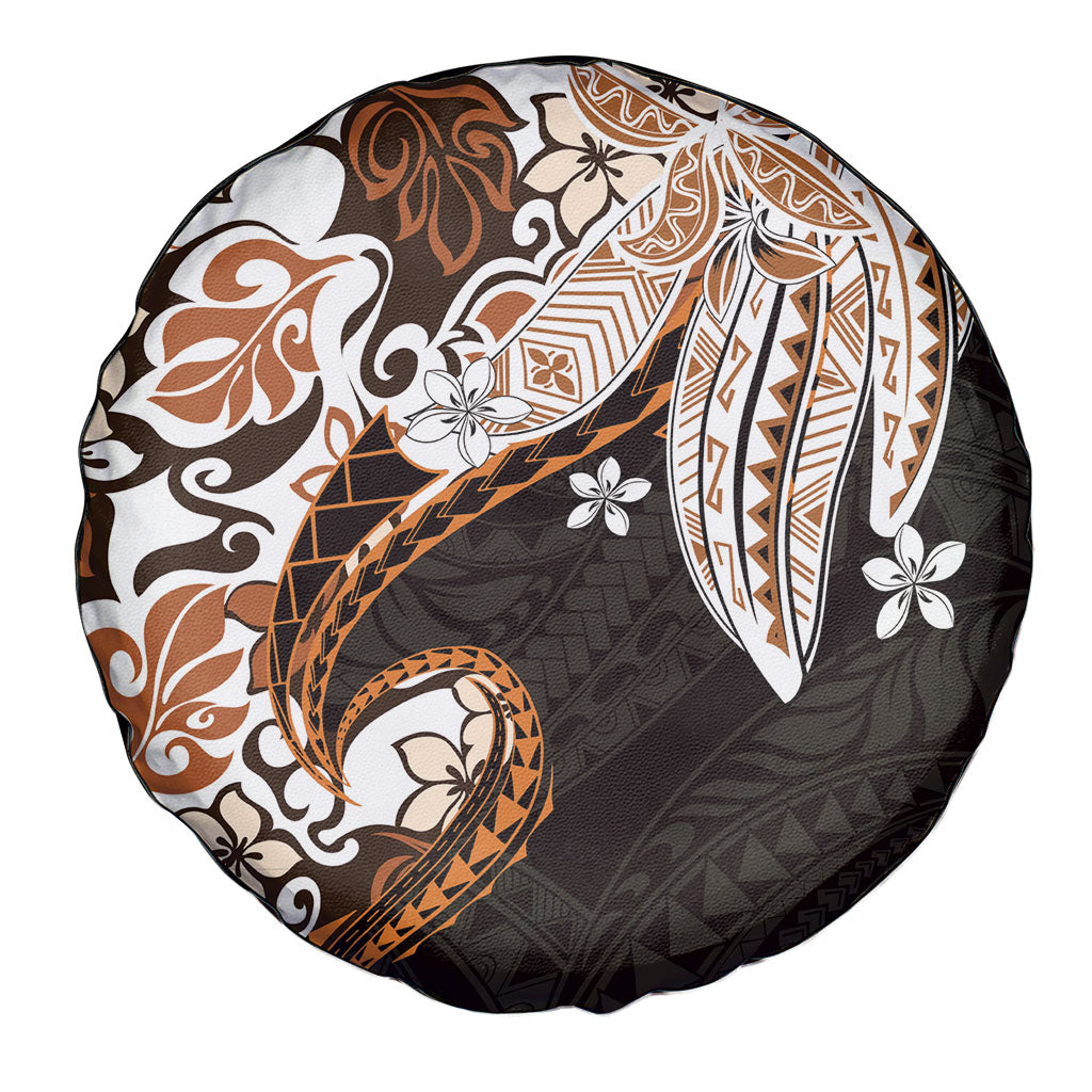 Monstera Plumeria Flowers Orange Spare Tire Cover Polynesian Pattern LT01 - Polynesian Pride