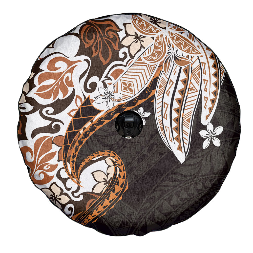 Monstera Plumeria Flowers Orange Spare Tire Cover Polynesian Pattern LT01 - Polynesian Pride