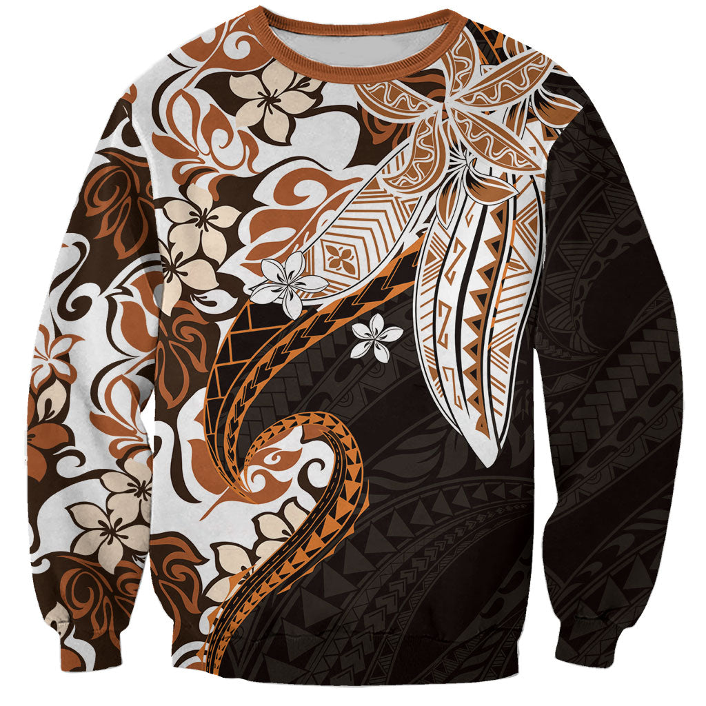 Monstera Plumeria Flowers Orange Sweatshirt Polynesian Pattern LT01 Unisex Orange - Polynesian Pride