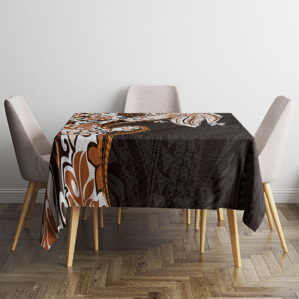 Monstera Plumeria Flowers Orange Tablecloth Polynesian Pattern LT01 - Polynesian Pride