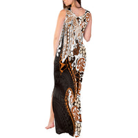 Monstera Plumeria Flowers Orange Tank Maxi Dress Polynesian Pattern LT01 - Polynesian Pride