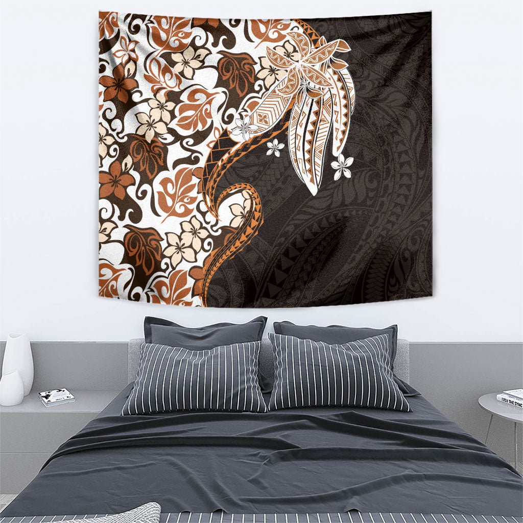 Monstera Plumeria Flowers Orange Tapestry Polynesian Pattern LT01 - Polynesian Pride