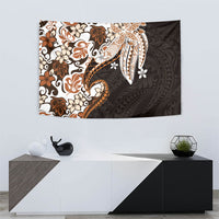 Monstera Plumeria Flowers Orange Tapestry Polynesian Pattern LT01 - Polynesian Pride