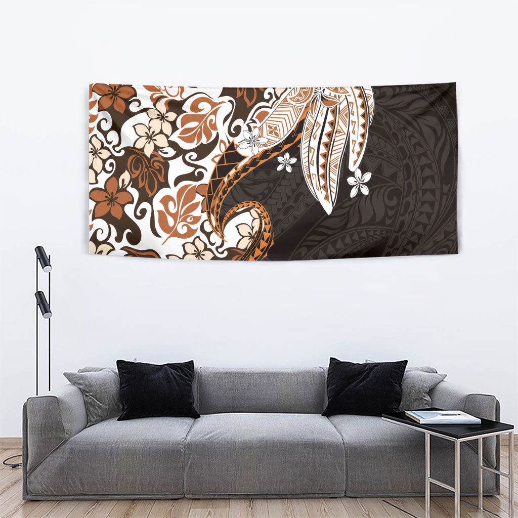 Monstera Plumeria Flowers Orange Tapestry Polynesian Pattern LT01 - Polynesian Pride