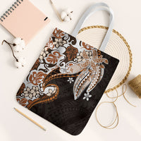 Monstera Plumeria Flowers Orange Tote Bag Polynesian Pattern LT01 White Strap One Size Orange - Polynesian Pride