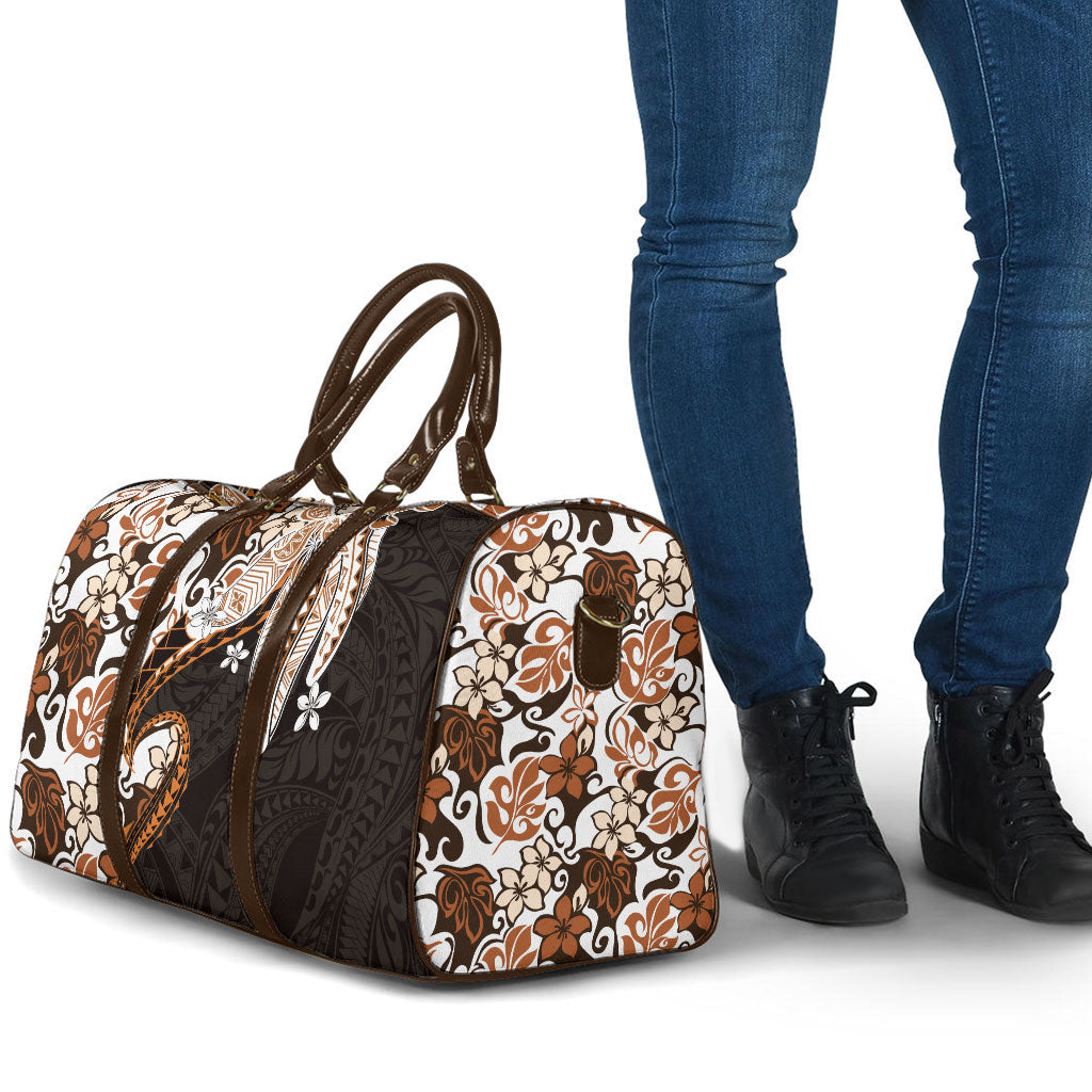 Monstera Plumeria Flowers Orange Travel Bag Polynesian Pattern LT01 - Polynesian Pride