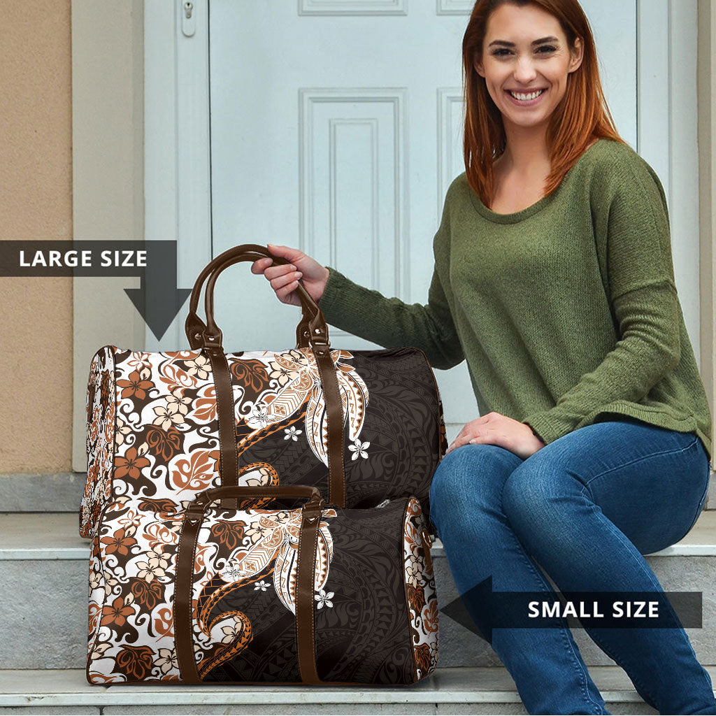 Monstera Plumeria Flowers Orange Travel Bag Polynesian Pattern LT01 - Polynesian Pride