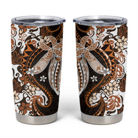 Monstera Plumeria Flowers Orange Tumbler Cup Polynesian Pattern LT01 Orange - Polynesian Pride