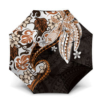 Monstera Plumeria Flowers Orange Umbrella Polynesian Pattern LT01 One Size Folded 11.42 inch Opened Diameter 37.4 inch Orange - Polynesian Pride