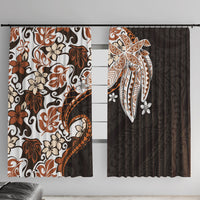 Monstera Plumeria Flowers Orange Window Curtain Polynesian Pattern LT01 With Hooks Orange - Polynesian Pride